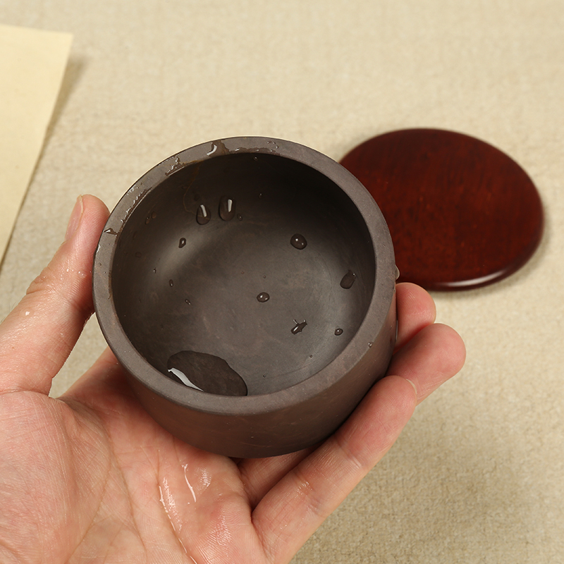 宋坑墨海3寸带盖 n砚台原石大容量 多功能端砚墨池可盛墨汁学生用