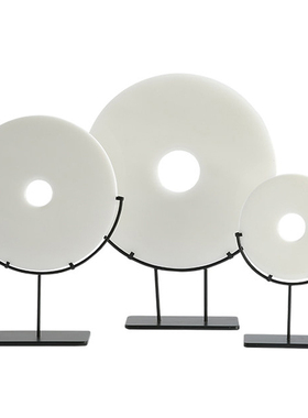 新中式玄关博古架k摆设中国风玉石玉璧样板房客厅风水摆件招财转