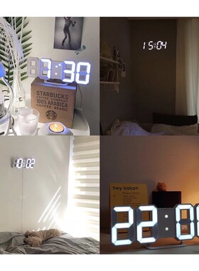 ins爆款时尚简约3D数字钟LED电子钟Jusb插电墙面立体钟闹钟