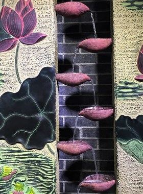 鸳鸯彷古中式工艺品假山流水喷泉盆景观J家居装饰流水鸳鸯戏水摆