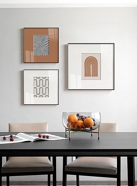 民宿酒店会所现代简约装饰画极简风抽象N橙色挂画客厅餐厅壁画