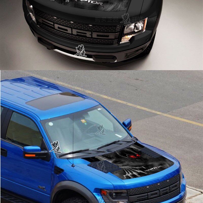 适用于福特猛禽F-150发动机盖车贴拉花 引擎盖贴纸V车头盖贴画装