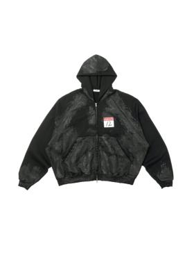 SHIIN 'Coalpit' 日历系列泥染刷蜡破坏卫衣外套 530g超重磅连帽