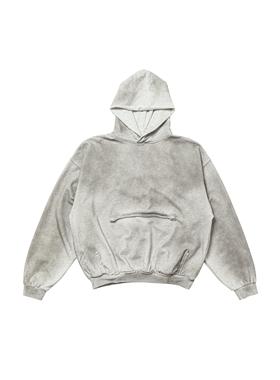 SHIIN 'Tarnish' 喷脏破坏做旧短宽连帽卫衣 460g重磅Boxy Hoodie