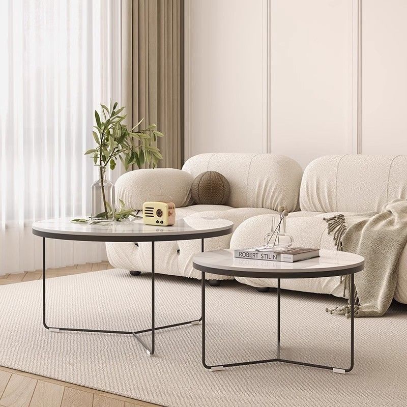 北欧轻奢岩板圆形组合茶几现代客厅家用灰色小Q户型奶油风茶几组,商业/办公家具,办公电脑桌,淘宝优惠券,粉丝福利购,淘宝优惠卷