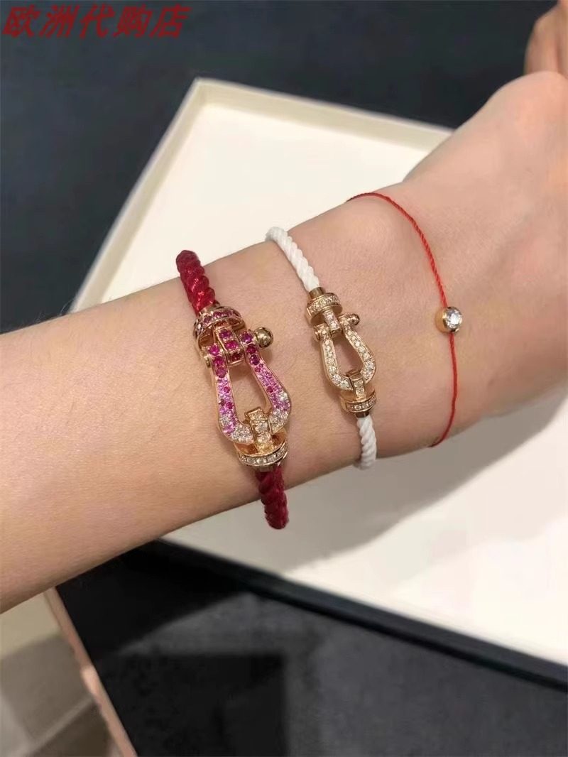 fred/斐登force10马蹄扣手链 本命年情侣手绳18k黄金镶钻中号手绳