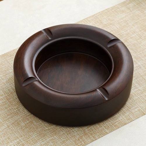 黑檀实木烟灰缸大号无盖烟灰缸创意个性潮流中式复古客厅家用摆件