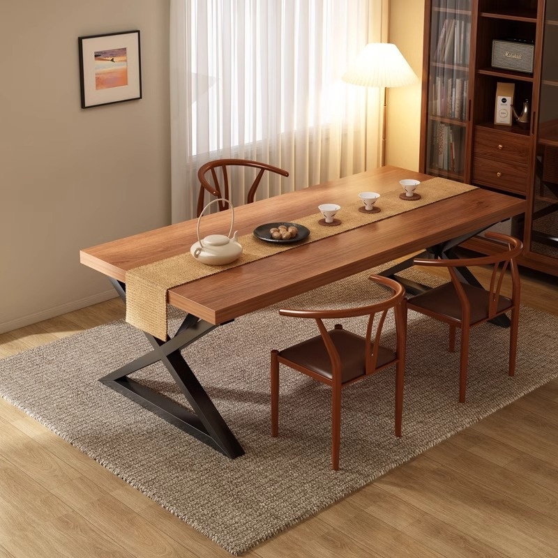 2025新款现代简约阳台大板茶桌椅组合一桌五椅新中式泡茶洽谈桌