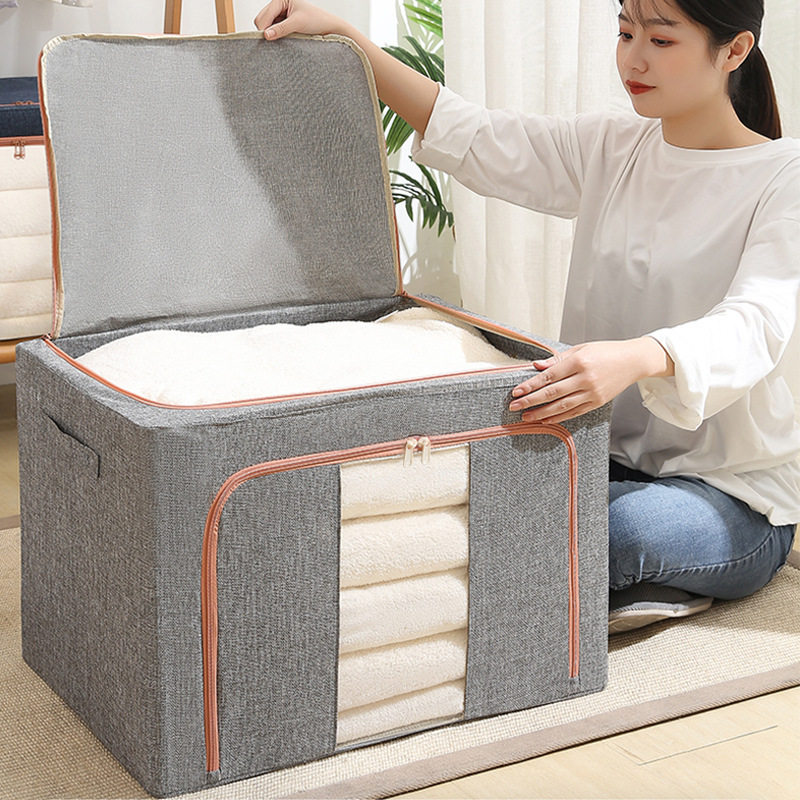 棉麻折叠收纳箱大容量布艺百纳箱装衣服整理筐衣物玩具储物箱