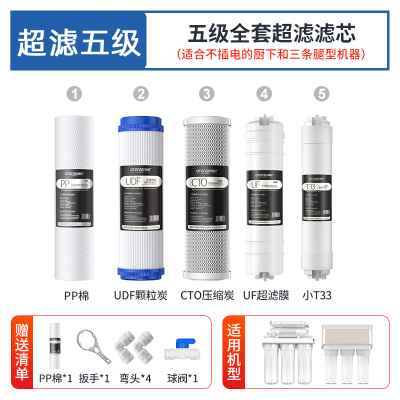 后置活性炭t33通用一体快接滤芯家用直饮过滤器净水器配件五级
