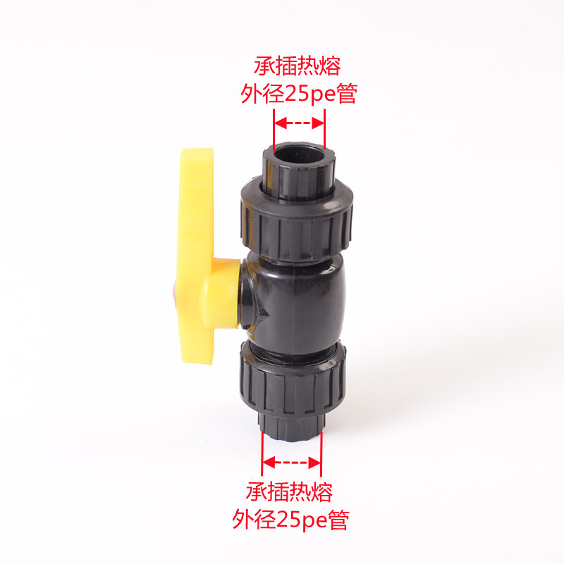 PE双活接球阀钢芯阀门20 25 32热熔开关黑色自来水管配件管件闸阀
