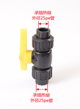 PE双活接球阀钢芯阀门20 25 32热熔开关黑色自来水管配件管件闸阀