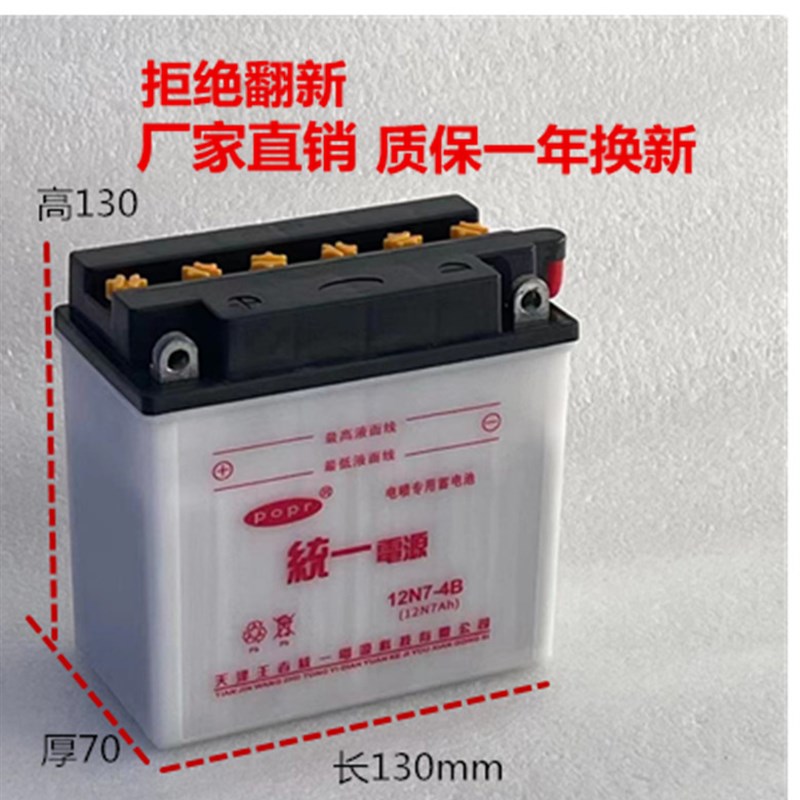 摩托车电瓶 12v 通用125/150摩托车电池7a9a弯梁110 水电瓶通用