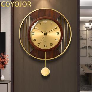 2022l新款 高端静音钟表 饰家用时钟大气挂表新中式 实木挂钟客厅装