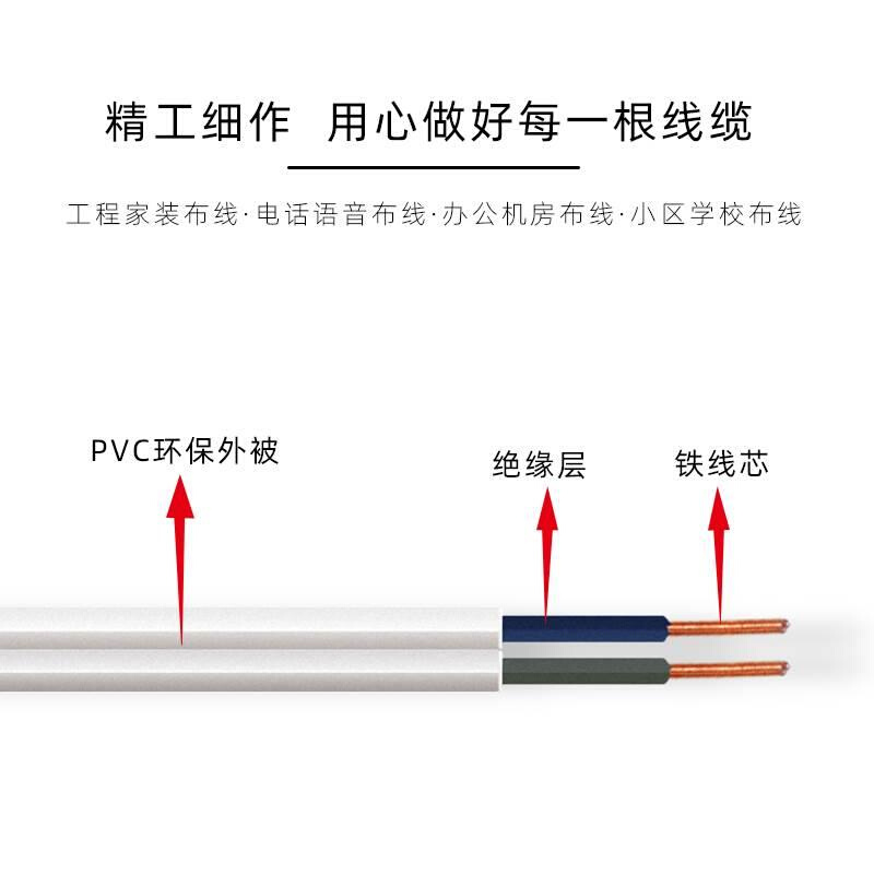 HBGYV2芯X1.2mm室外铁芯果树扎线光缆绑线铜包钢电话线100米包邮