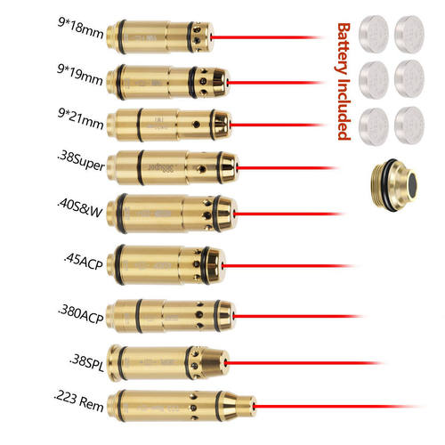 .223Rem 40S&W 45ACP 9*19锥头激光训练弹 模拟射击瞄准器 加尾盖