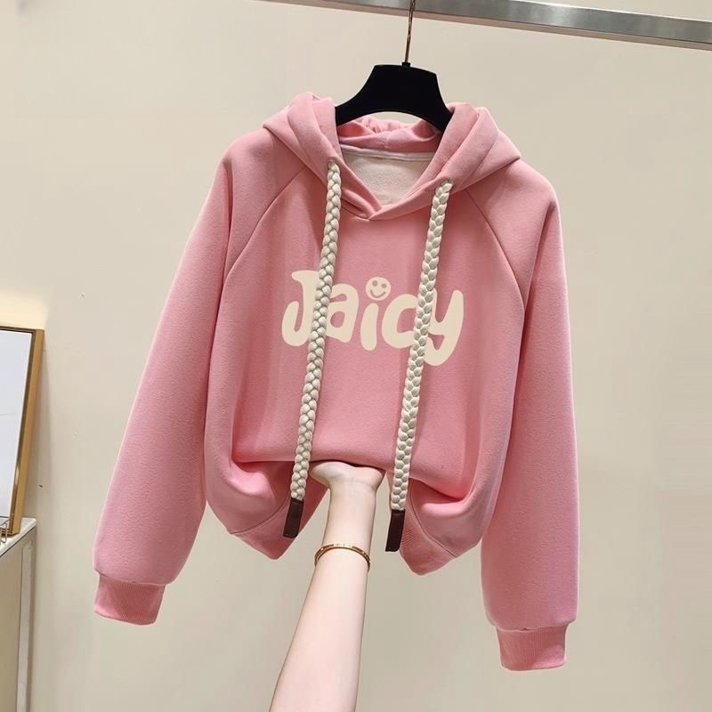 连帽秋冬短款卫衣女2025新款爆款小个子加绒外套设计感小众上衣潮