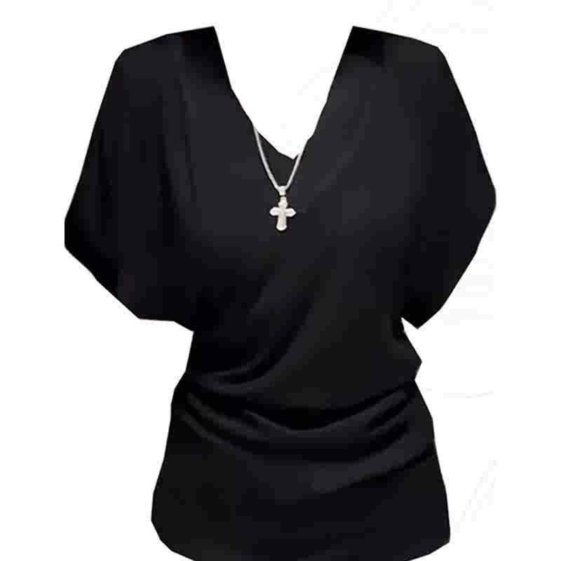 大码蝙蝠短袖v领t恤女夏2026新款胖mm遮肚藏肉显瘦设计感收腰上衣,女装/女士精品,T恤,淘宝优惠券,粉丝福利购,淘宝优惠卷