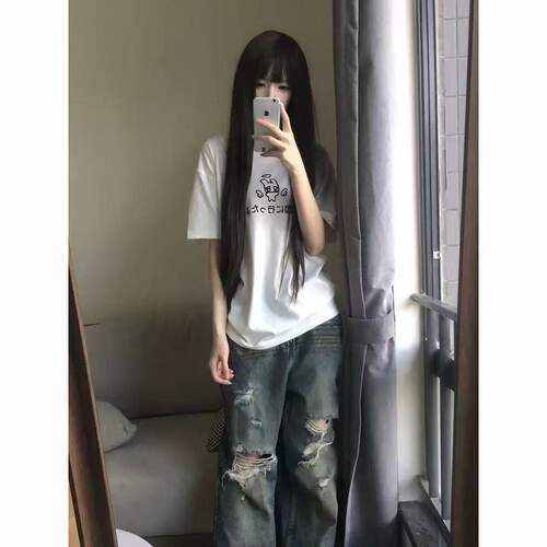 2026年亚文化可爱天使兔宅萌日系短袖T恤女上衣ins服夏宽松户外