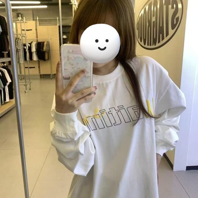 春秋新款美式复古hiphop字母印花长袖t恤男女ins高街宽松打底上衣