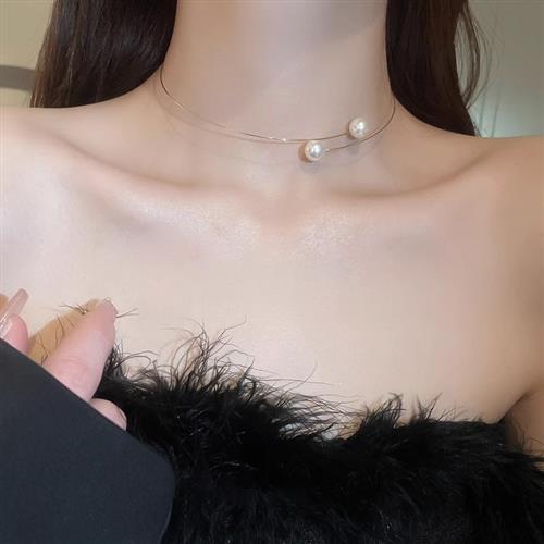 珍珠项圈女颈带法式气质高级感项链轻奢小众锁骨链简约颈链配饰品