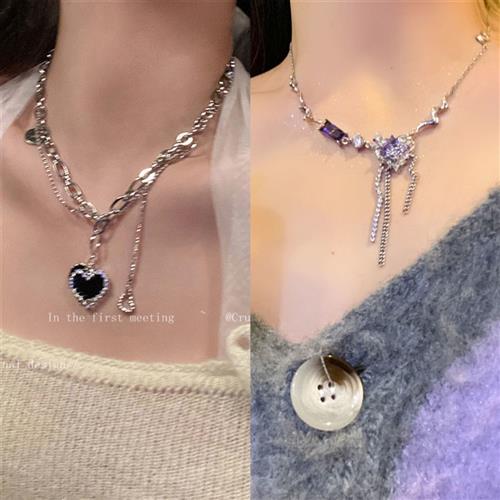 珍珠项链2022新款女锆石蝴蝶流苏拼接小众设计轻奢高级感锁骨链潮