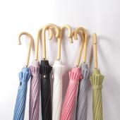 日系雨伞大号16骨雨伞双人直杆长柄伞晴雨两用自动伞实木弯钩雨伞