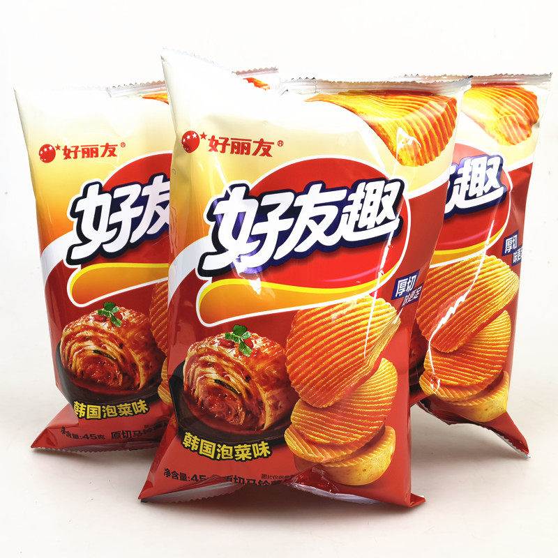 好丽友好友趣韩国泡菜味45g*8包薯片大包追剧食品休闲零食整箱