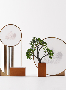 极速新中式创g意屏风插花摆件禅意茶室会议室客厅电视柜餐桌玄关