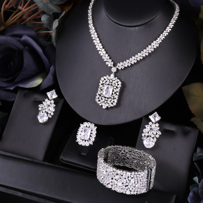 速发janekelly Gold-Color 4pcs Bridal Zirconia Jewelry Sets F