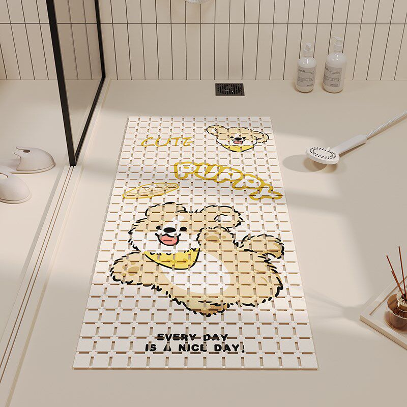 极速浴室儿童孕妇洗澡防摔脚w垫PVC简约防滑吸盘垫卫生间地垫耐脏