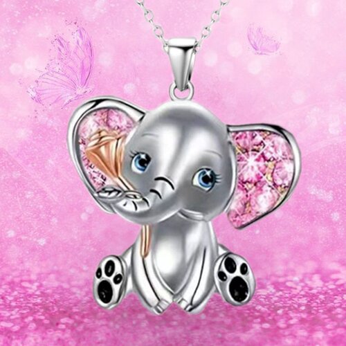 极速Baby Elephant Necklace Inlaid Cute AnLimal Pendant Ladie