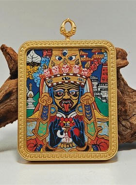 极速西藏青海f热贡纯手工绘扎基拉姆前世今生财神唐卡佛牌吊坠嘎