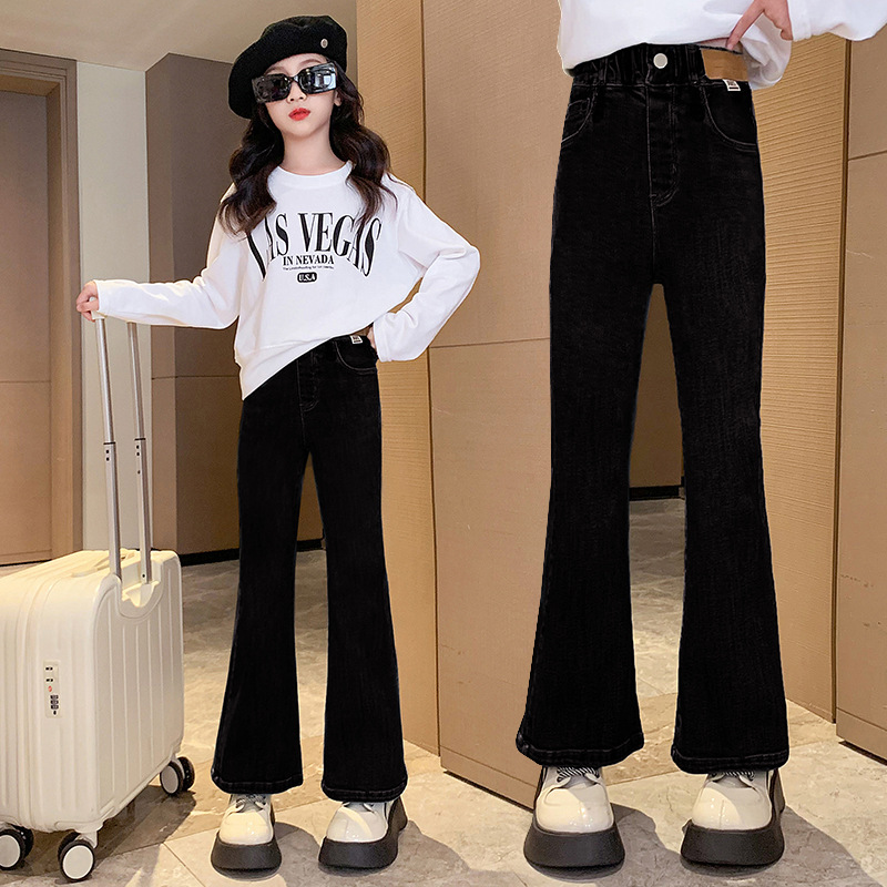 极速女童喇叭裤h牛仔裤2024新款儿童中大童韩版女孩弹力春装春秋