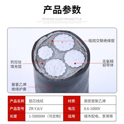 极速3/4芯d铝芯电缆线10/16/25/35平方铝线电线地埋线三相四线电