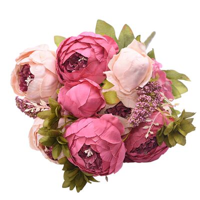 极速1Bunch European Artificial PeCony Flowers Silk Fake Flow