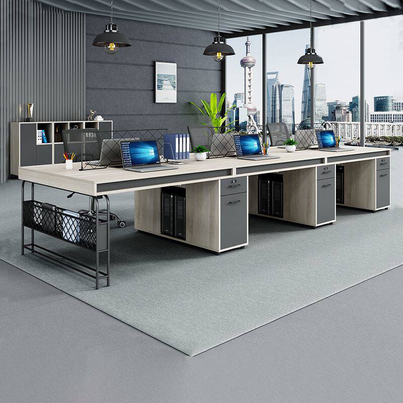 极速。工业风g办公桌储物四六职员桌2/4/6人位员工卡位创意电脑桌