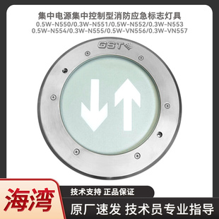 海湾应急疏散地面圆形N550 N555集中电源控制型消防标志灯 需订货