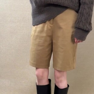休闲松弛慵懒风短 卡其色工装 风高腰薄款 五分裤 女2025年春K夏新款