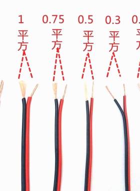 德国进口红黑线2芯电线缆双色并线平行线电源线喇叭音响线RVB