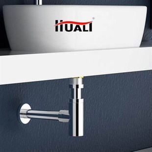 入墙 洗面洗手盆 全铜防臭堵隔气排水管 墙排管套装 洗脸盆下水器