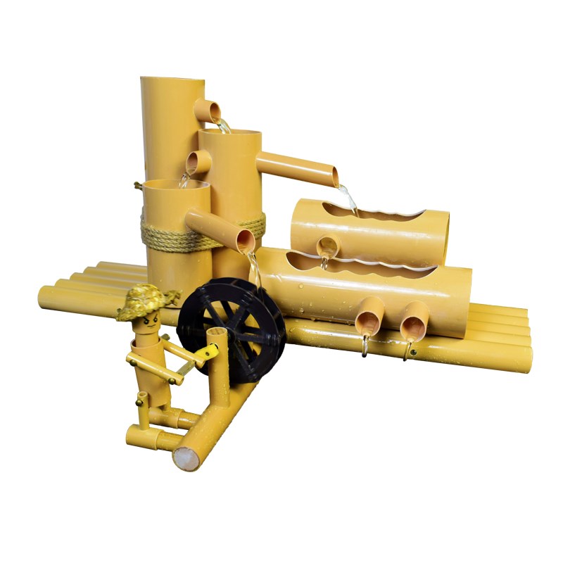 高端仿竹人推水车风水轮陶瓷鱼缸鱼盆过滤器招财摆件X石槽喷泉增