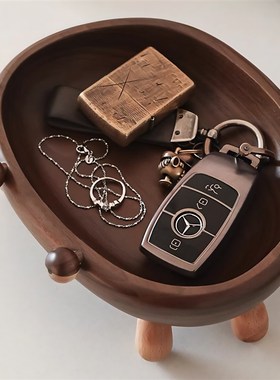 钥匙收纳玄关摆件入户放门口实木置物架托盘家用创意乔迁新居礼物