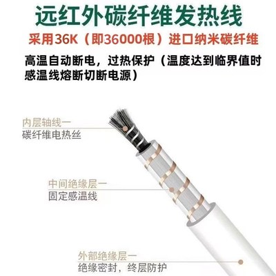 众鑫热能同款远红外电热s毯能量理疗负氧离子碳纤维加热调温安全