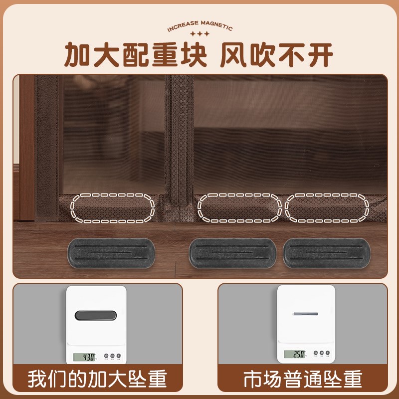 防蚊门帘入户门侧开全磁条夏季金刚网纱L门家用磁吸魔术贴免打孔