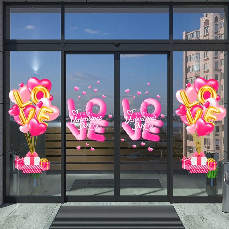 情人节装饰玻璃门对开贴商场珠宝店餐厅橱窗贴纸节日氛围场景布置,家居饰品,软装墙贴,淘宝优惠券,粉丝福利购,淘宝优惠卷