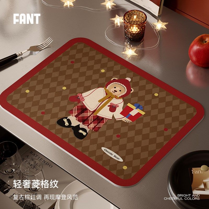 玩熊秀场新年红色氛围厨房台面沥水垫吸水速干轻奢高级碗盘茶杯垫,居家布艺,家用脚垫,淘宝优惠券,粉丝福利购,淘宝优惠卷