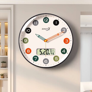 万年历挂钟电子时钟表2023年新款客厅挂墙餐桌网红免打孔家用创意