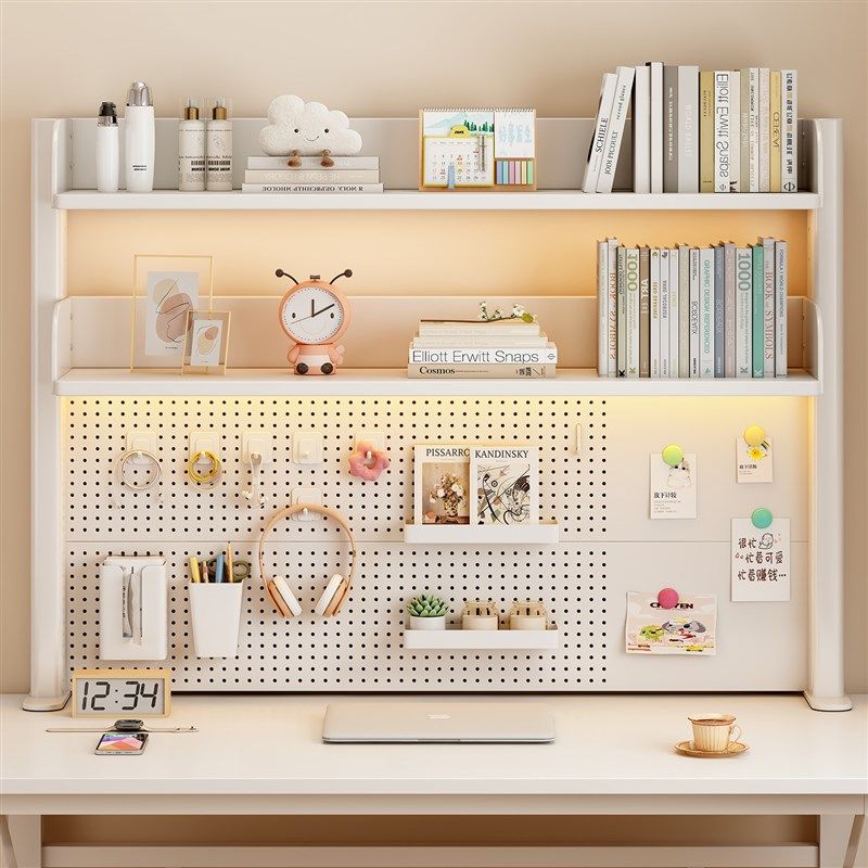 桌面置物架实木多层儿童书桌置物架电脑办公桌收纳架子洞洞板书架