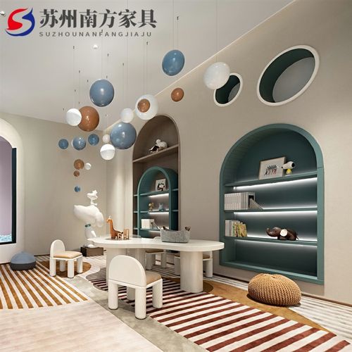 售楼部儿童区桌椅组合早教中心设计师云朵休闲娱乐学前培训手工桌